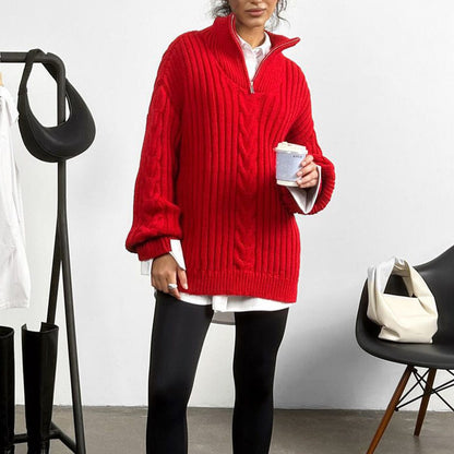 stylub Ribbed Half Zip Long Sleeve Sweater