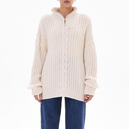 stylub Ribbed Half Zip Long Sleeve Sweater