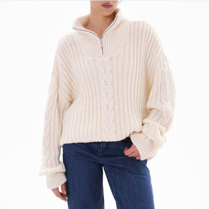 stylub Ribbed Half Zip Long Sleeve Sweater