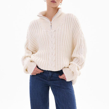 stylub Ribbed Half Zip Long Sleeve Sweater