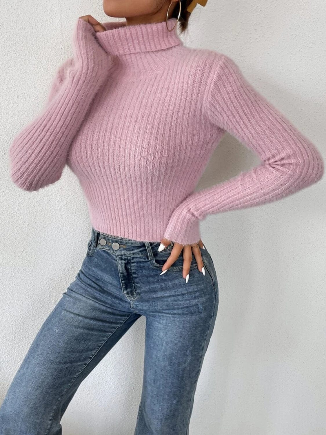 stylub Ribbed Turtleneck Long Sleeve Sweater