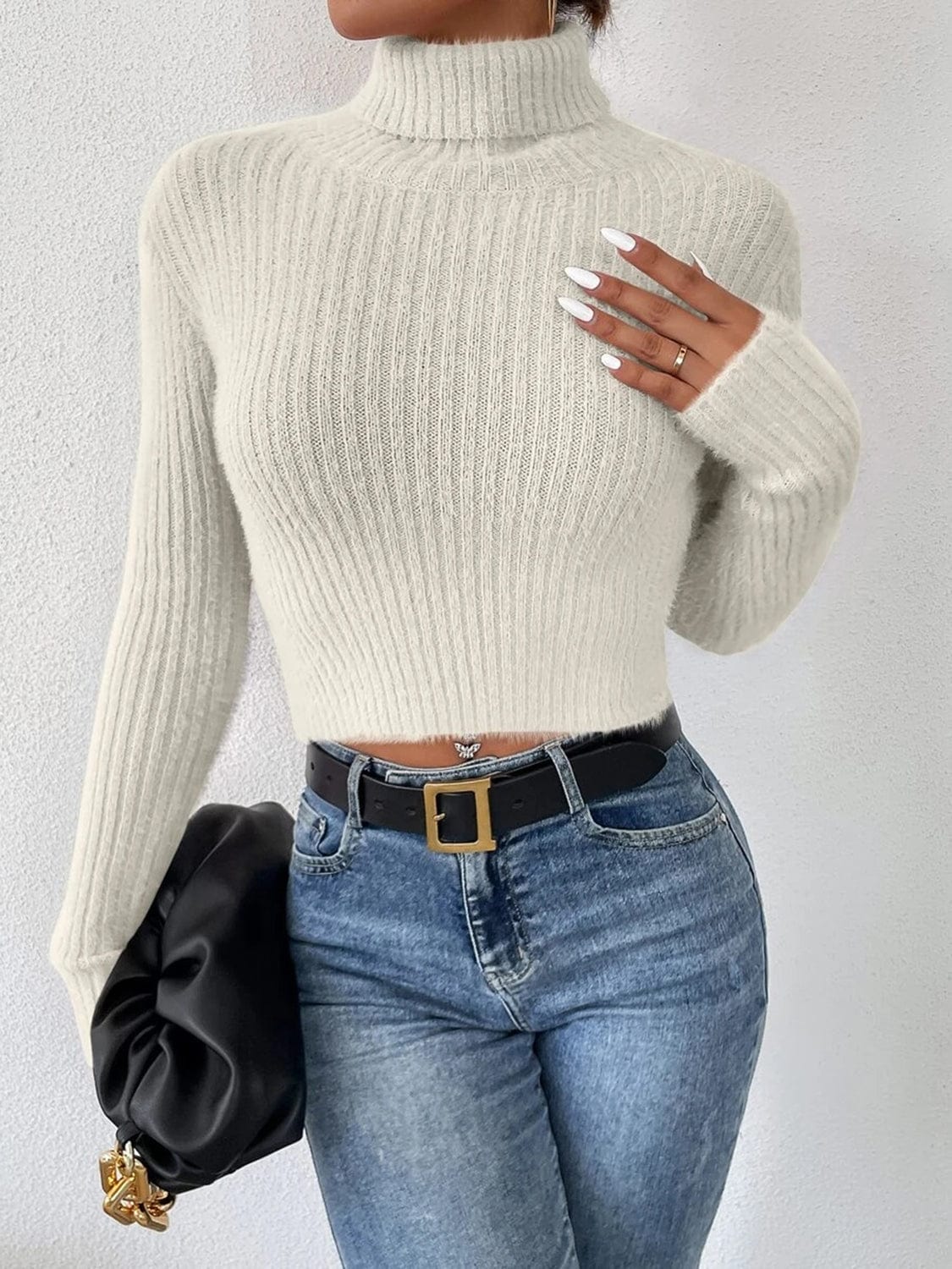 stylub Ribbed Turtleneck Long Sleeve Sweater