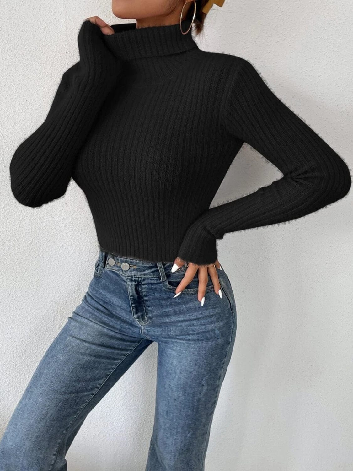 stylub Ribbed Turtleneck Long Sleeve Sweater