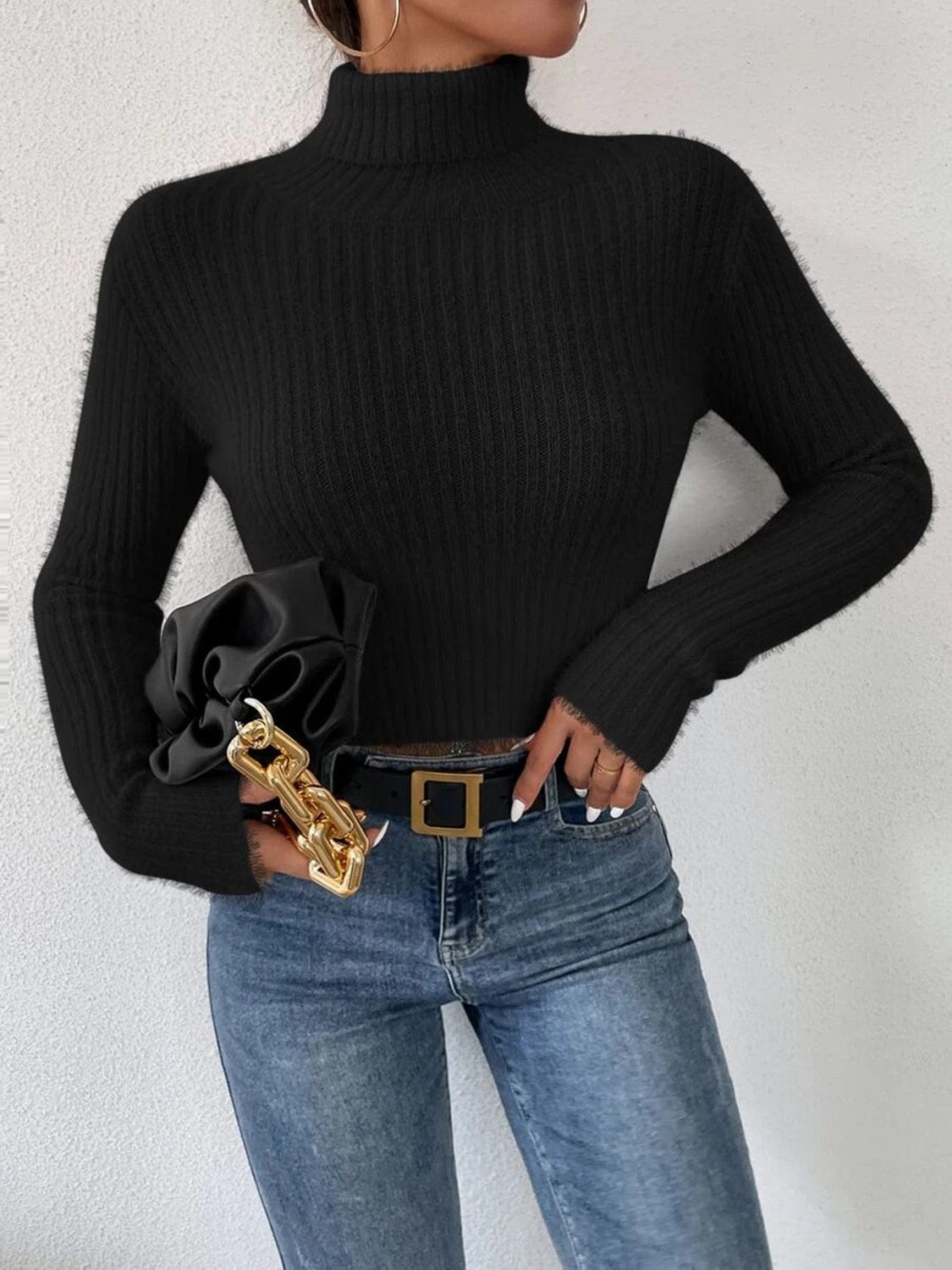 stylub Ribbed Turtleneck Long Sleeve Sweater
