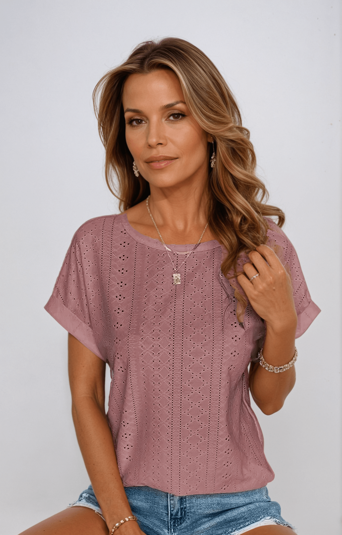 stylub Riza™ - Casual Eyelet Top