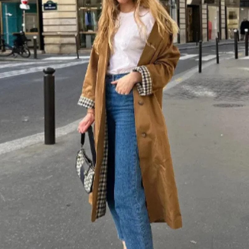 Stylub Single-Breasted Trench Coat with Shirt Collar for Women