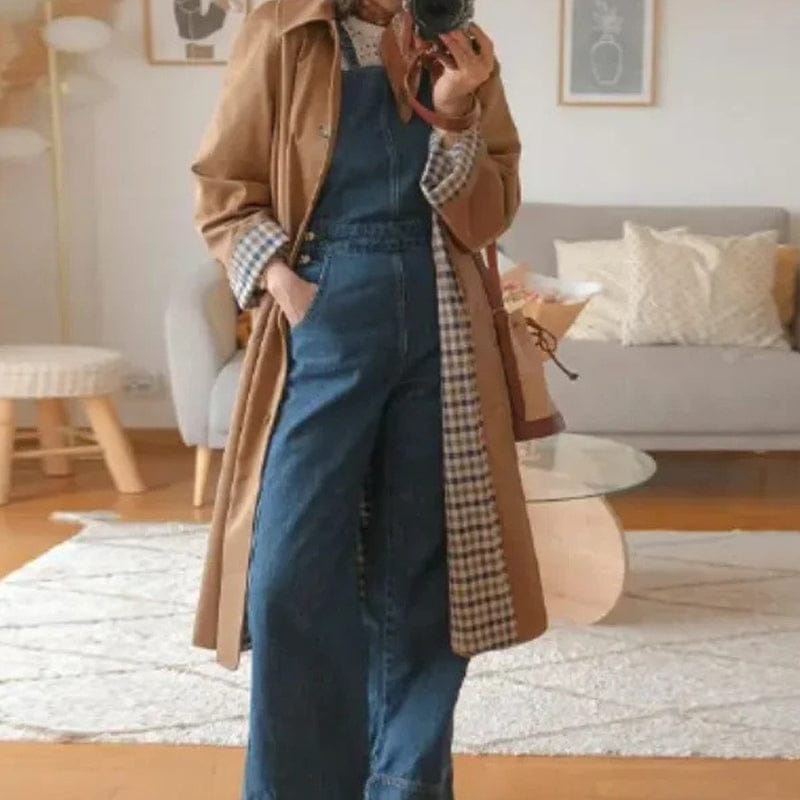 Stylub Single-Breasted Trench Coat with Shirt Collar for Women