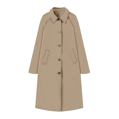 Stylub Single-Breasted Trench Coat with Shirt Collar for Women