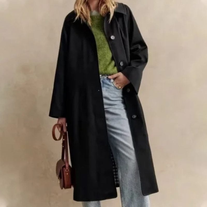 Stylub Single-Breasted Trench Coat with Shirt Collar for Women