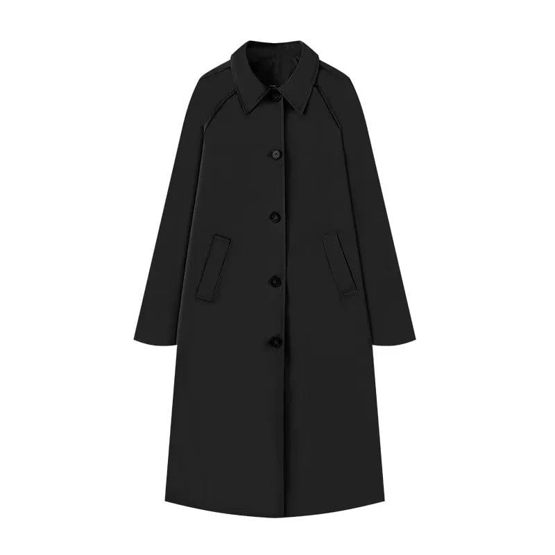 Stylub Single-Breasted Trench Coat with Shirt Collar for Women