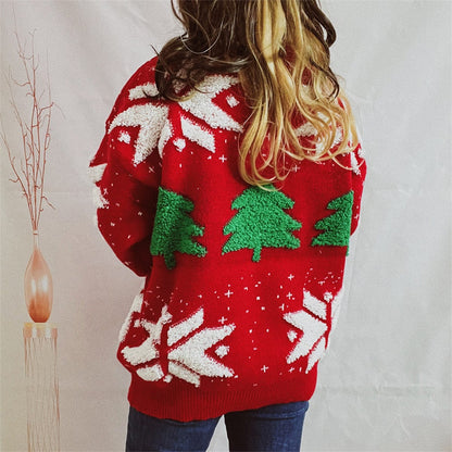 stylub Snowflake Round Neck Long Sleeve Sweater