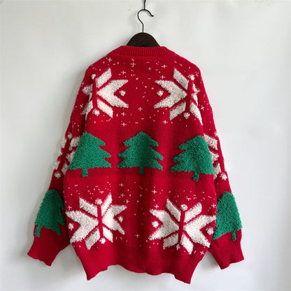 stylub Snowflake Round Neck Long Sleeve Sweater