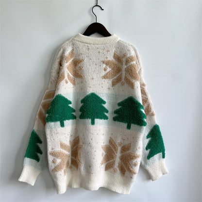 stylub Snowflake Round Neck Long Sleeve Sweater