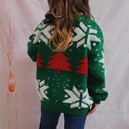 stylub Snowflake Round Neck Long Sleeve Sweater