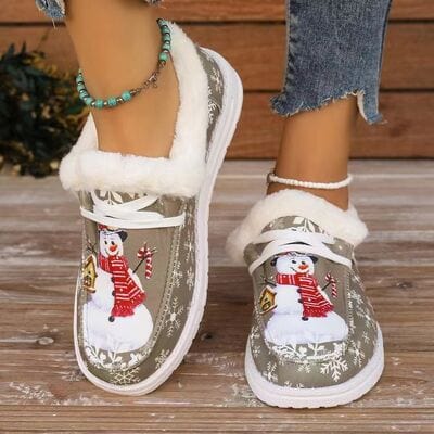 stylub Snowman Print Round Toe Slip-Ons