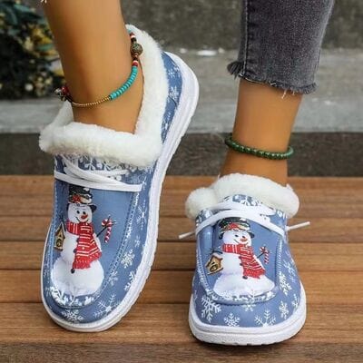 stylub Snowman Print Round Toe Slip-Ons