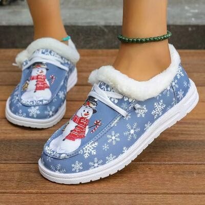 stylub Snowman Print Round Toe Slip-Ons