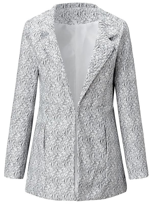 Stylub Solid Color Women's Coat with Long Sleeves and Open Front