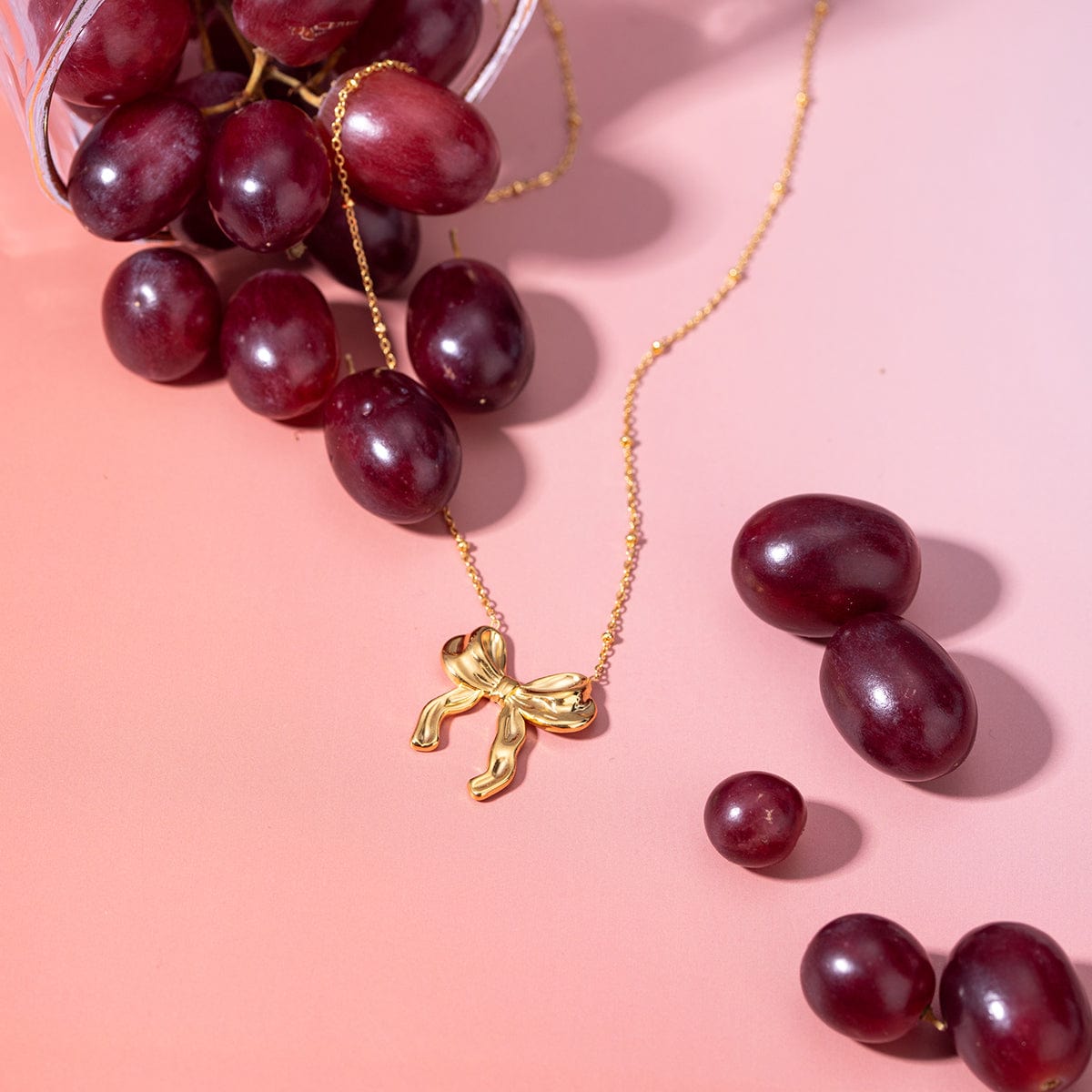 stylub Stainless Steel Bow Pendant Necklace