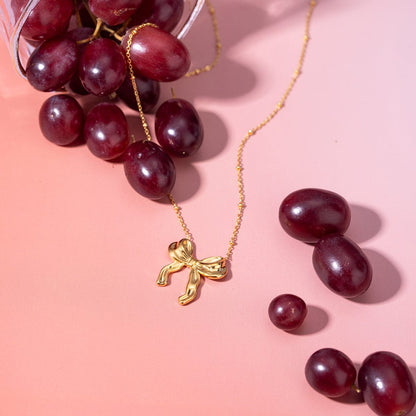 stylub Stainless Steel Bow Pendant Necklace