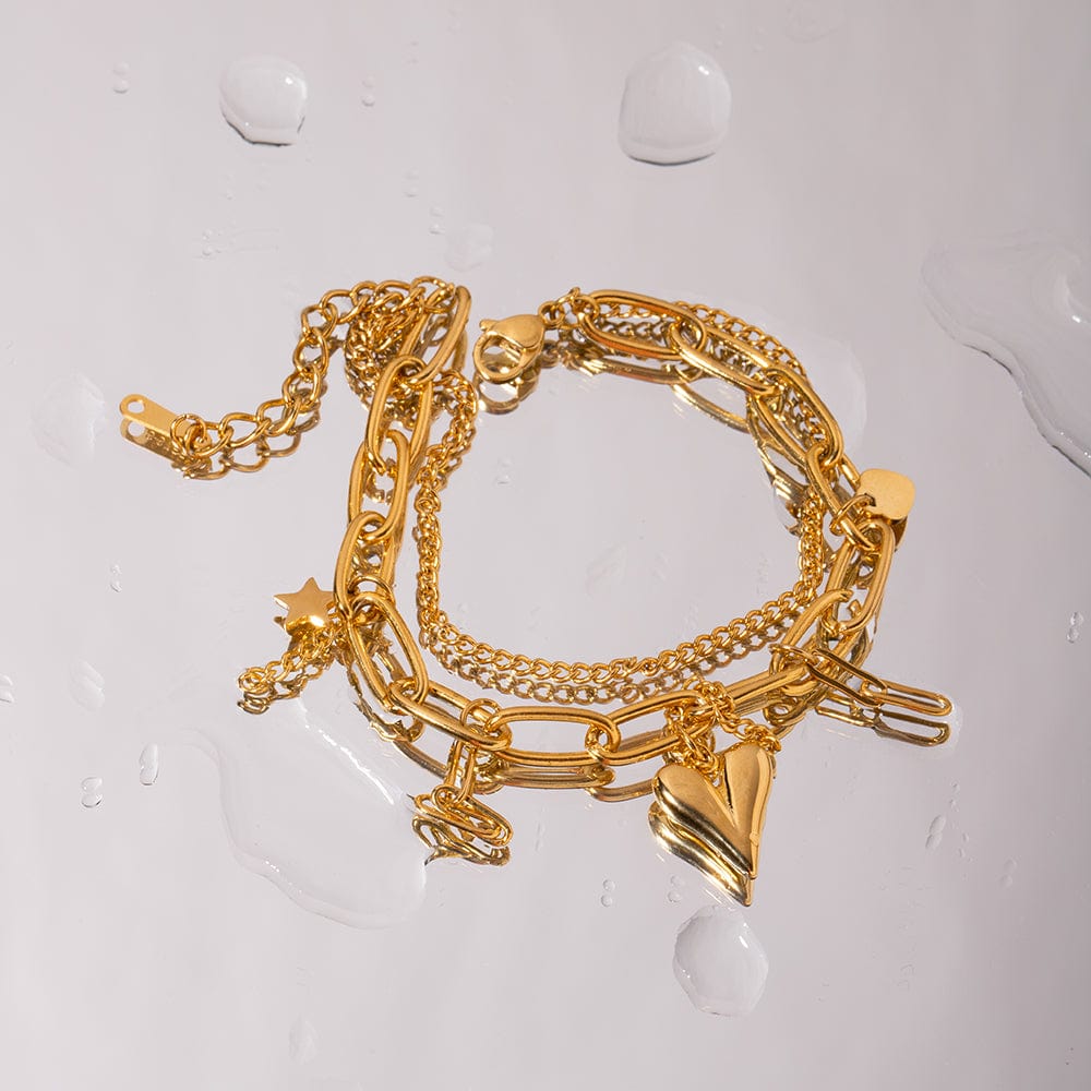 stylub Stainless Steel Double Layered Charm Bracelet