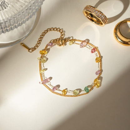 stylub Stainless Steel Natural Stone Double Layered Bracelet