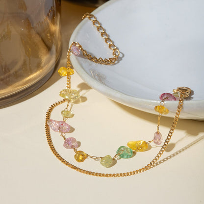 stylub Stainless Steel Natural Stone Double Layered Bracelet