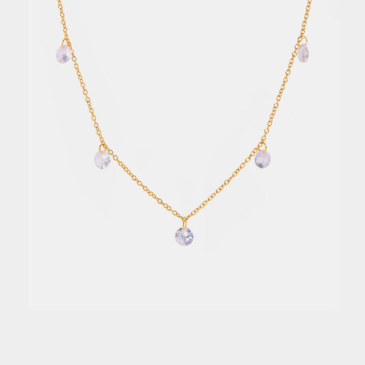 stylub Stainless Steel Rhinestone Charm Necklace