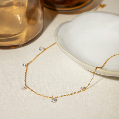 stylub Stainless Steel Rhinestone Charm Necklace