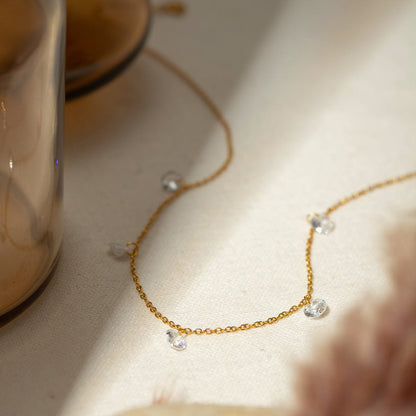 stylub Stainless Steel Rhinestone Charm Necklace