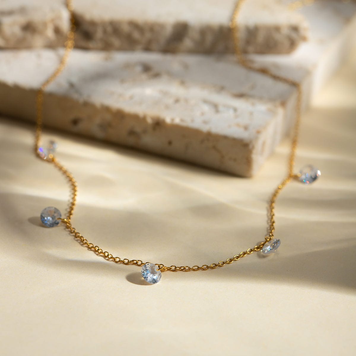 stylub Stainless Steel Rhinestone Charm Necklace