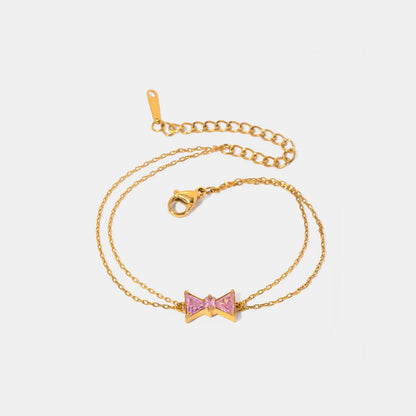 stylub Stainless Steel Zircon Bow Bracelet