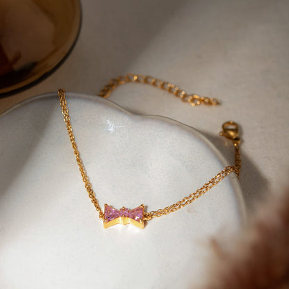 stylub Stainless Steel Zircon Bow Bracelet