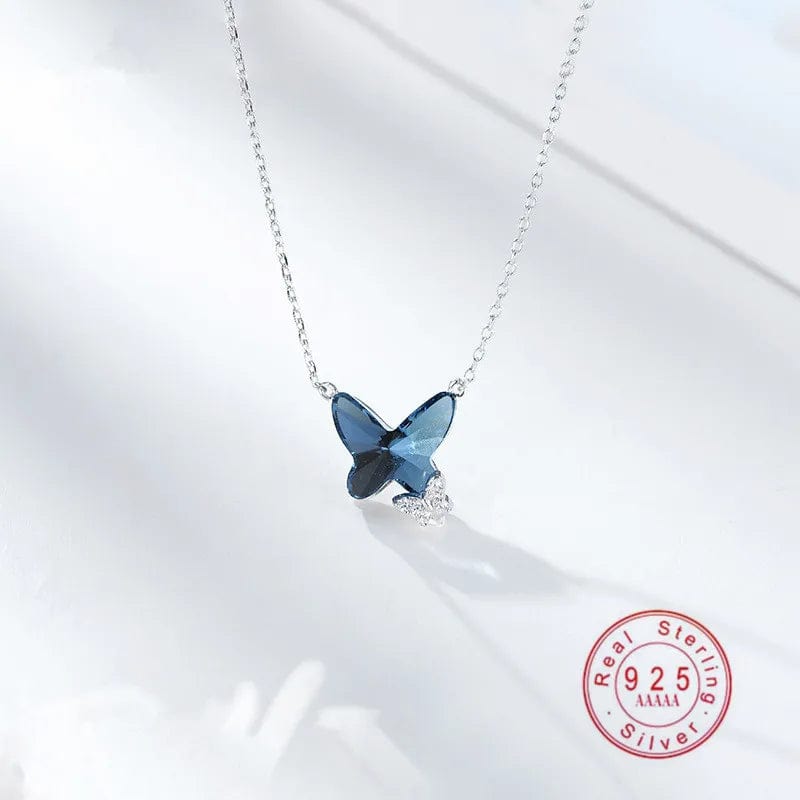 stylub Sterling Silver Blue Butterfly Necklace