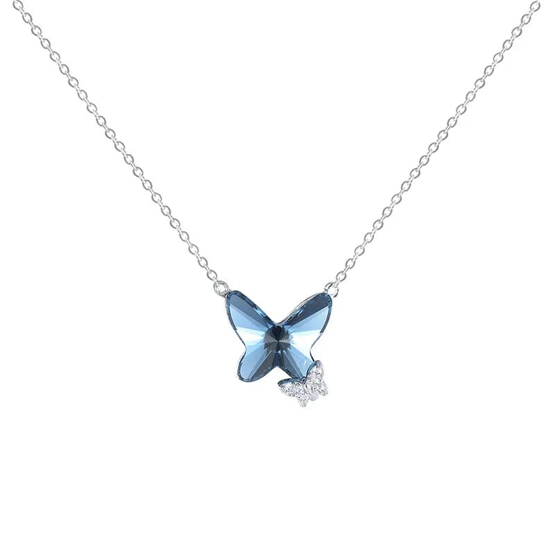 stylub Sterling Silver Blue Butterfly Necklace