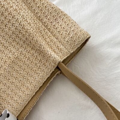 stylub Straw Woven Leather Strap Handbag