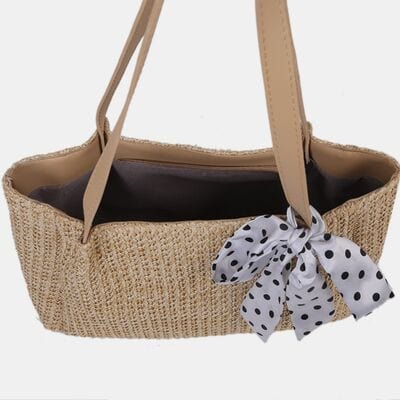 stylub Straw Woven Leather Strap Handbag