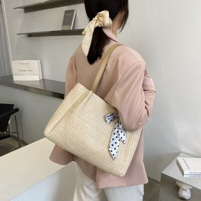 stylub Straw Woven Leather Strap Handbag