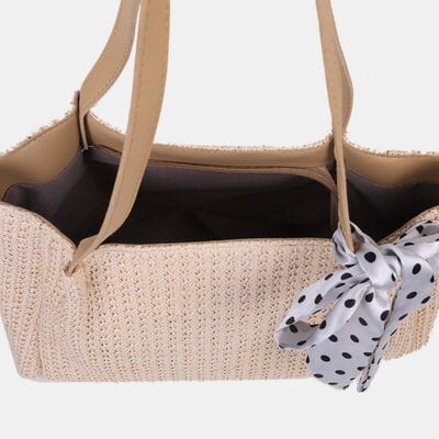 stylub Straw Woven Leather Strap Handbag