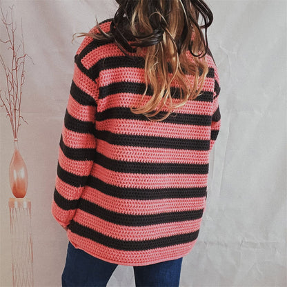 stylub Striped Round Neck Long Sleeve Sweater