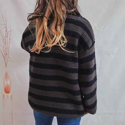 stylub Striped Round Neck Long Sleeve Sweater