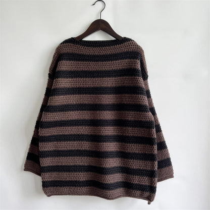 stylub Striped Round Neck Long Sleeve Sweater