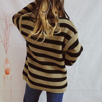 stylub Striped Round Neck Long Sleeve Sweater