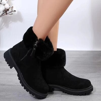 stylub Suede Faux Fur Boots with Side Zipper