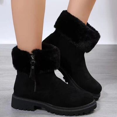 stylub Suede Faux Fur Boots with Side Zipper