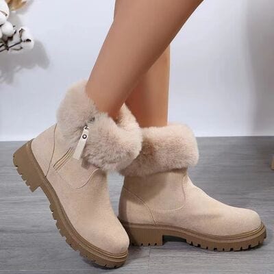 stylub Suede Faux Fur Boots with Side Zipper