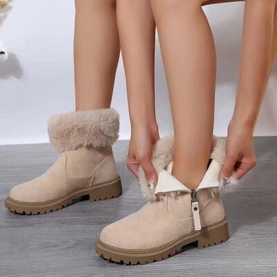 stylub Suede Faux Fur Boots with Side Zipper