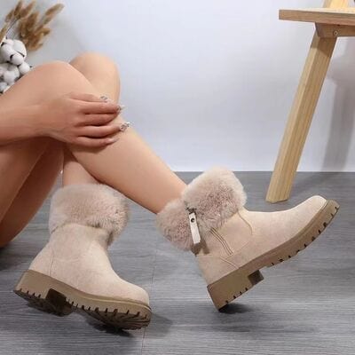 stylub Suede Faux Fur Boots with Side Zipper