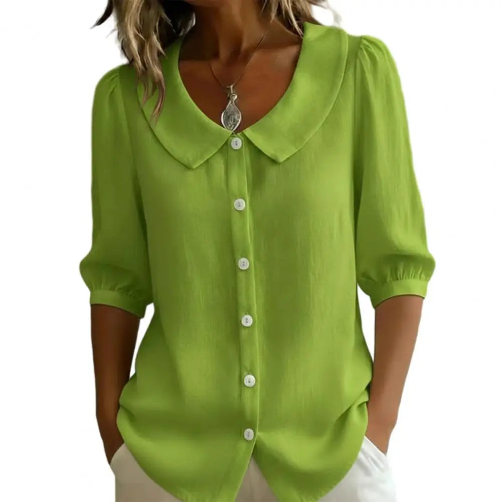Stylub Summer Loose Blouse Shirt Women Button Tops Casual Cotton Linen Shirt Casual Short Sleeve Shirts For Women Thin Cardigan ﻿