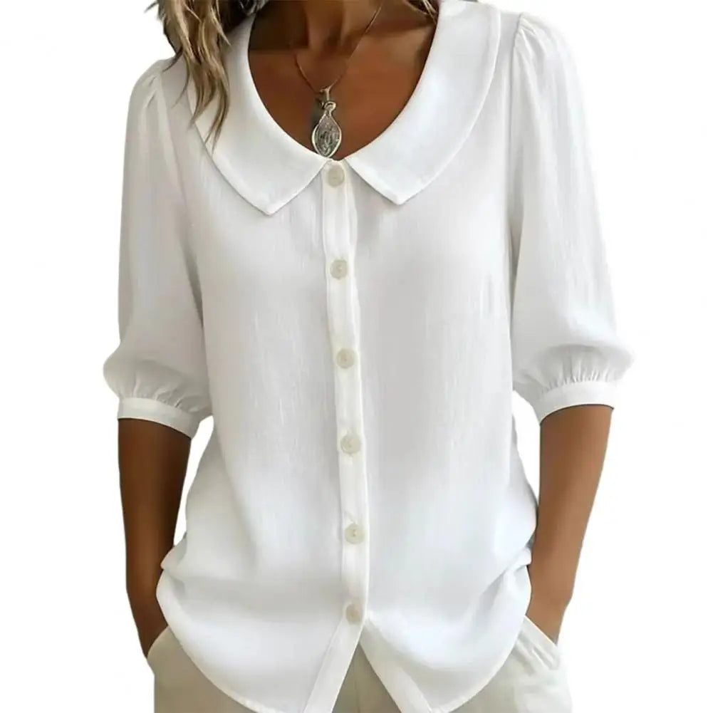 Stylub Summer Loose Blouse Shirt Women Button Tops Casual Cotton Linen Shirt Casual Short Sleeve Shirts For Women Thin Cardigan ﻿